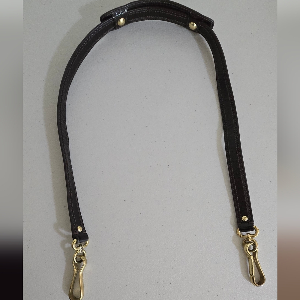 Coach Textured Patten Leather Dark Brown Gold Hardware Replacement Bag Strap